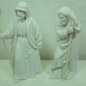 2 white porcelain shepherd figurines-Avon Nativity Collectibles Set-1981 & 1983